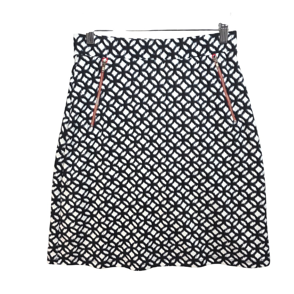 Le Lis Anthro Mini Skirt Womens S Geometric Ikat Black White Red Zipper USA Made